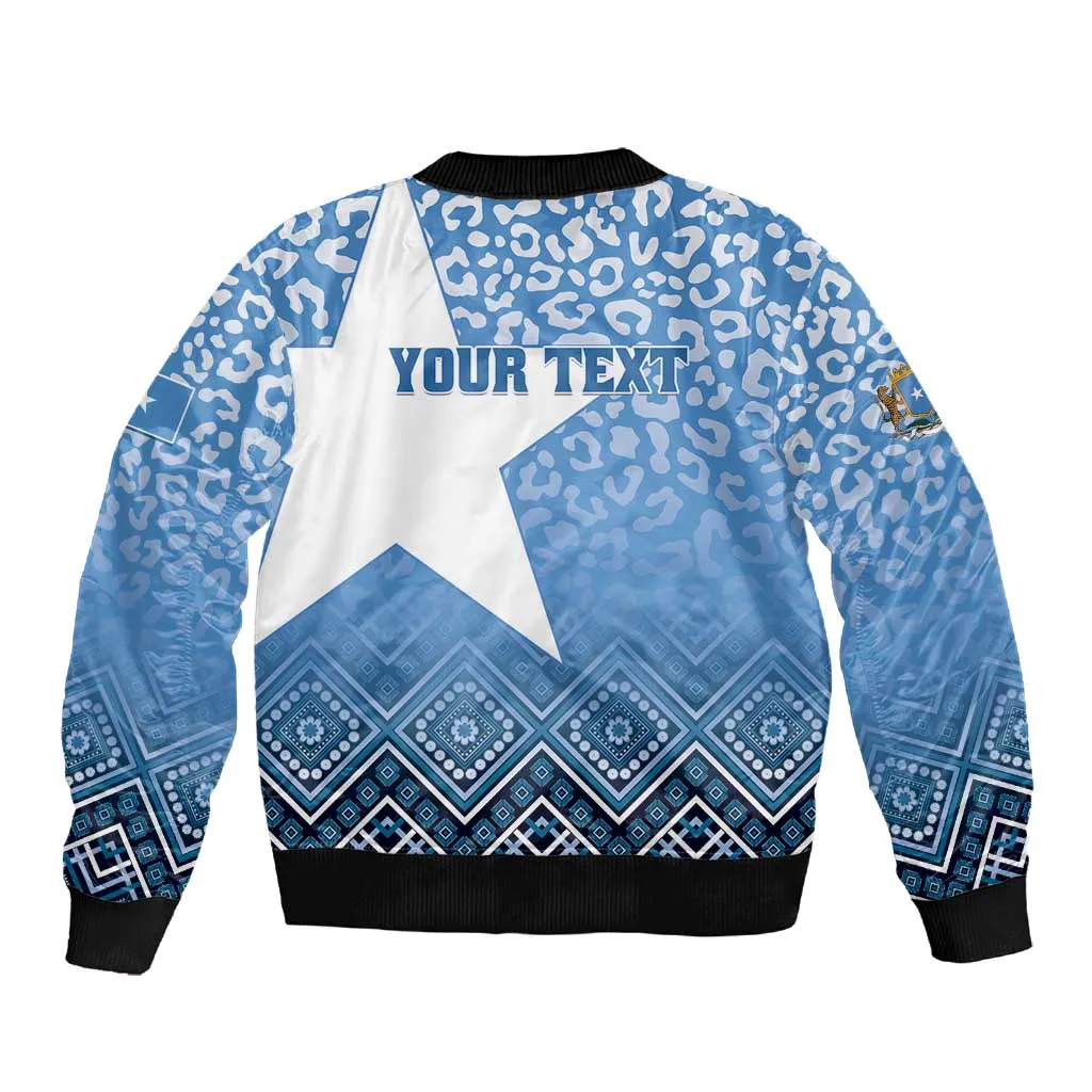 Personalized Somalia Independence Day Sleeve Zip Bomber Jacket African Leopard Pattern LT01