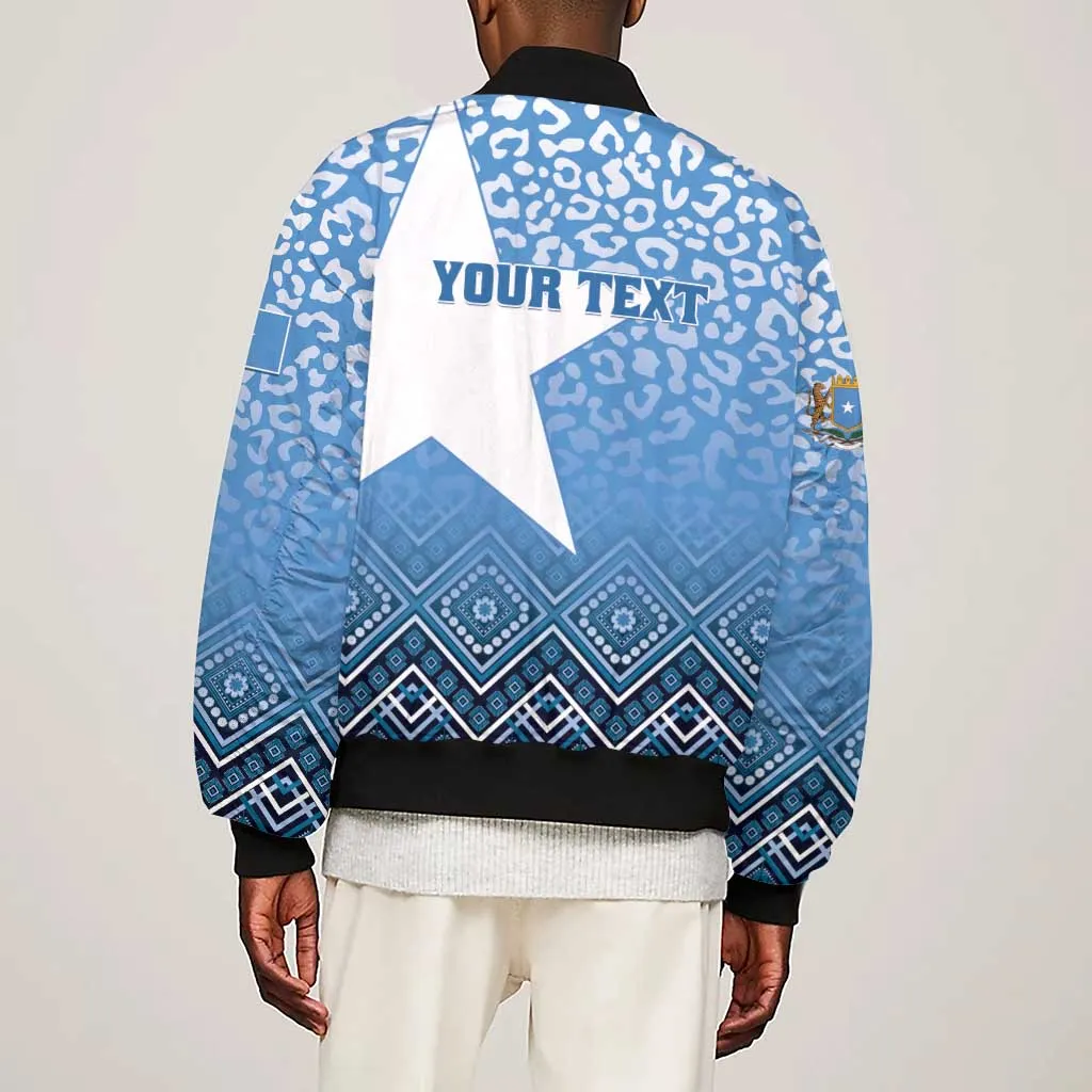 Personalized Somalia Independence Day Sleeve Zip Bomber Jacket African Leopard Pattern LT01
