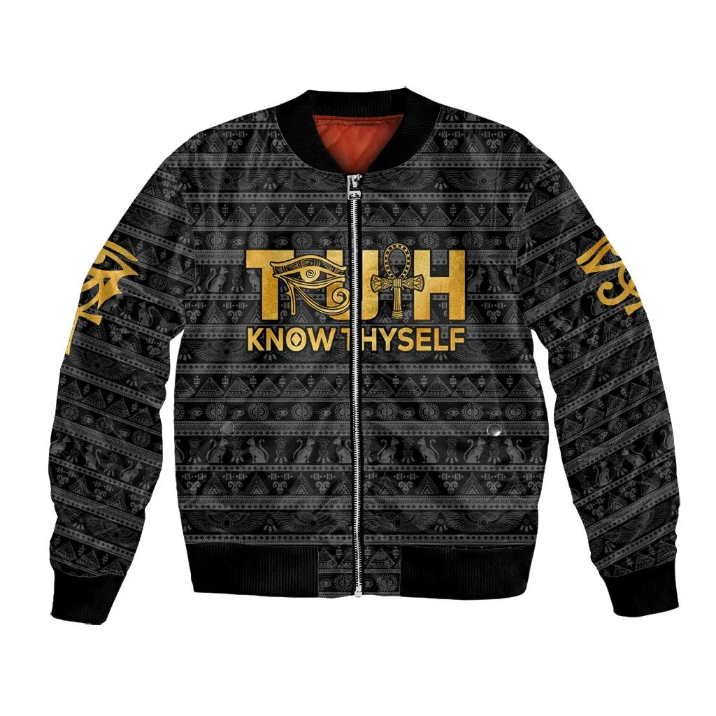 Personalized Truth Know Thyself Bomber Jacket Eye of Horus and Ankh DT02