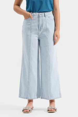 Pintuck Wide Leg Cozy Jeans