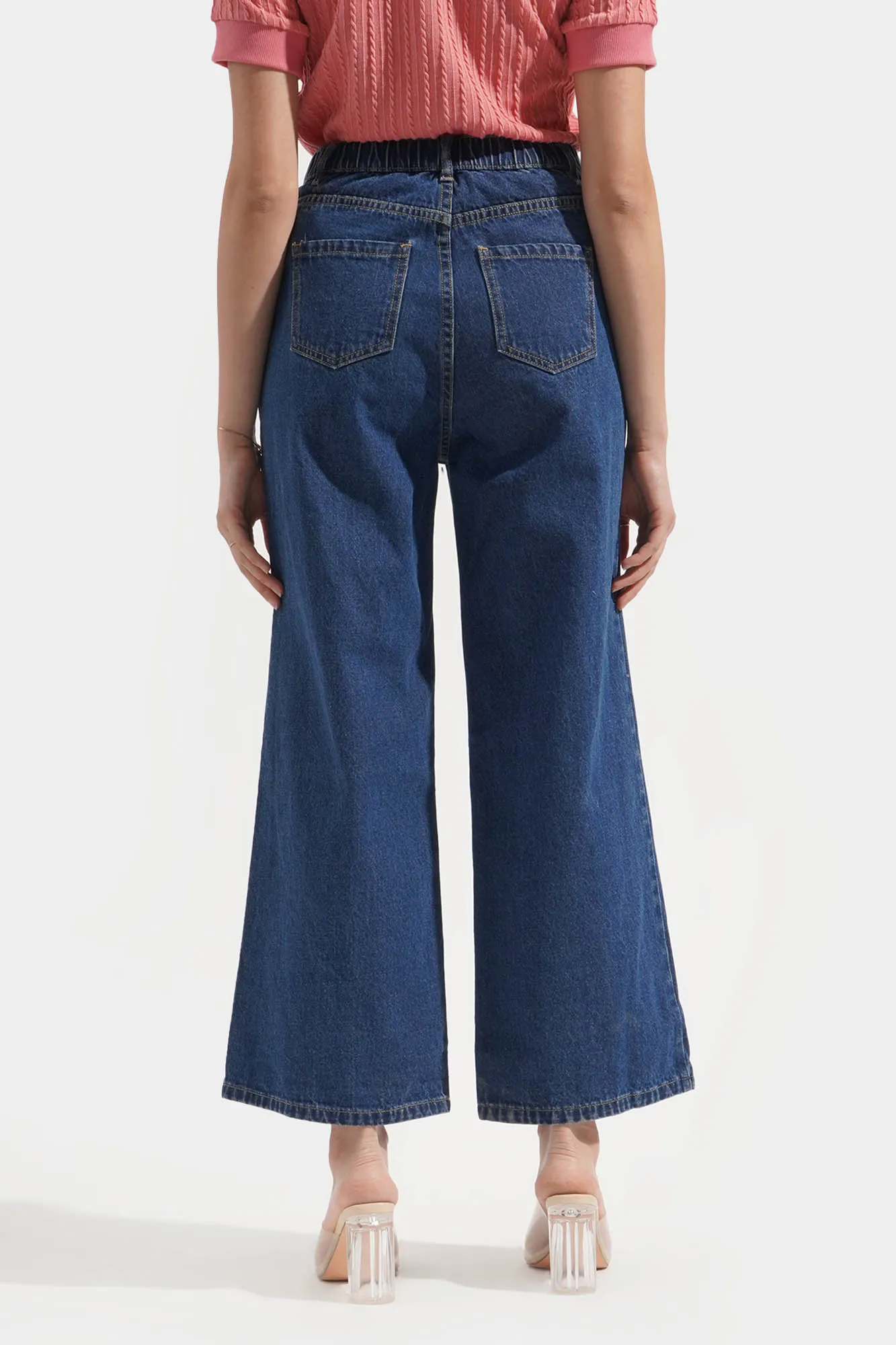 Pintuck Wide Leg Cozy Jeans