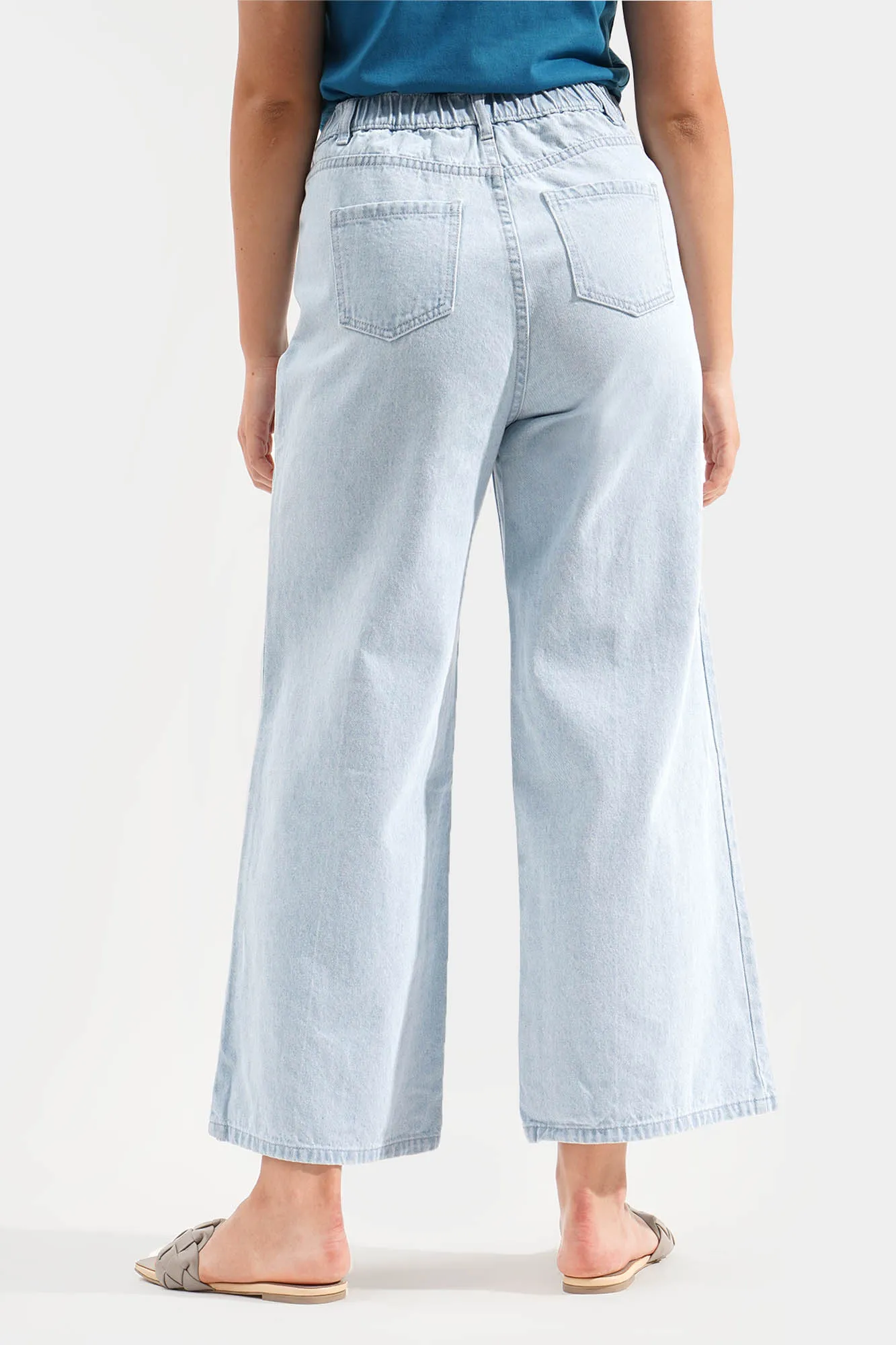 Pintuck Wide Leg Cozy Jeans