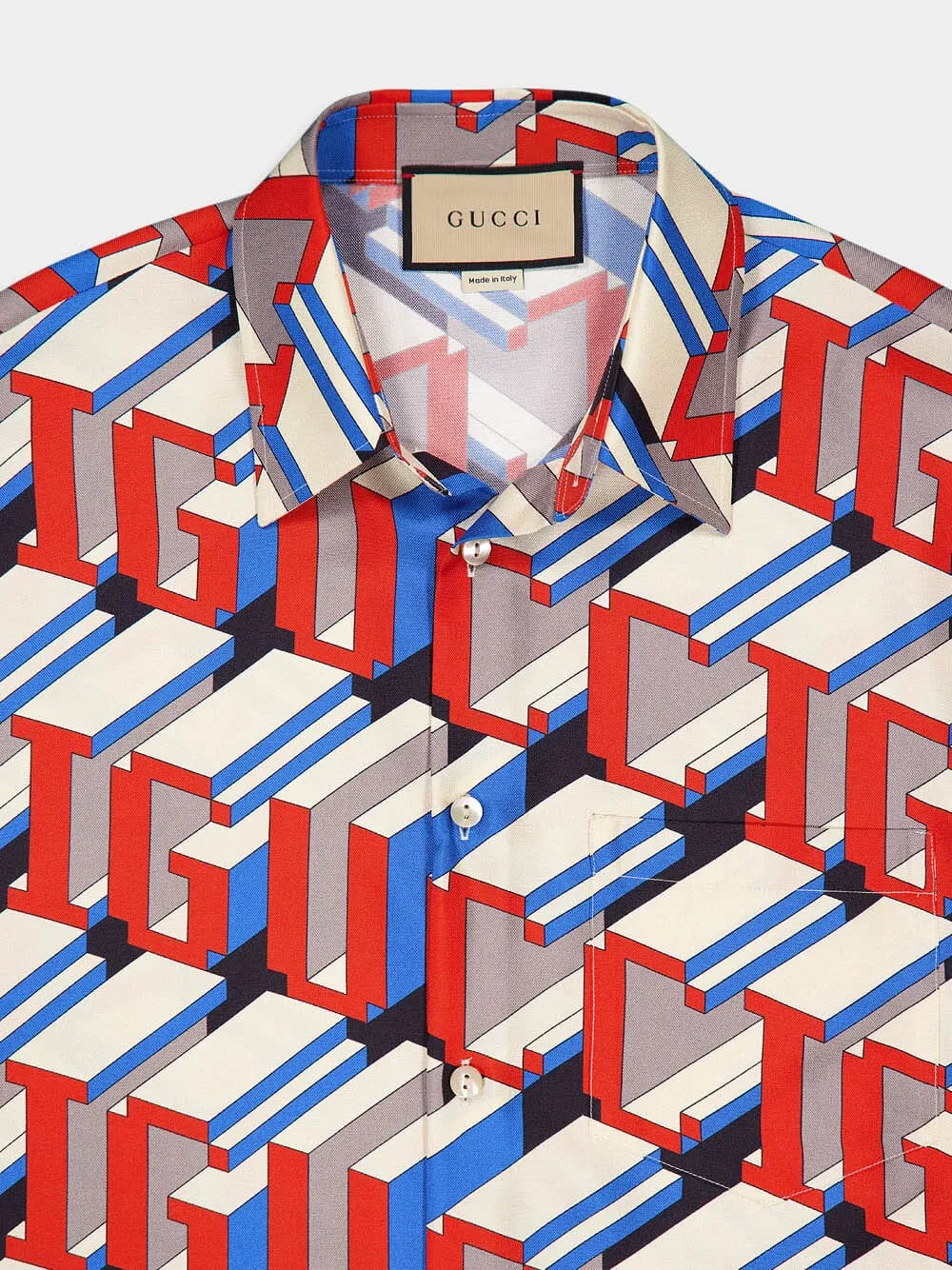 Pixel Print Silk Shirt