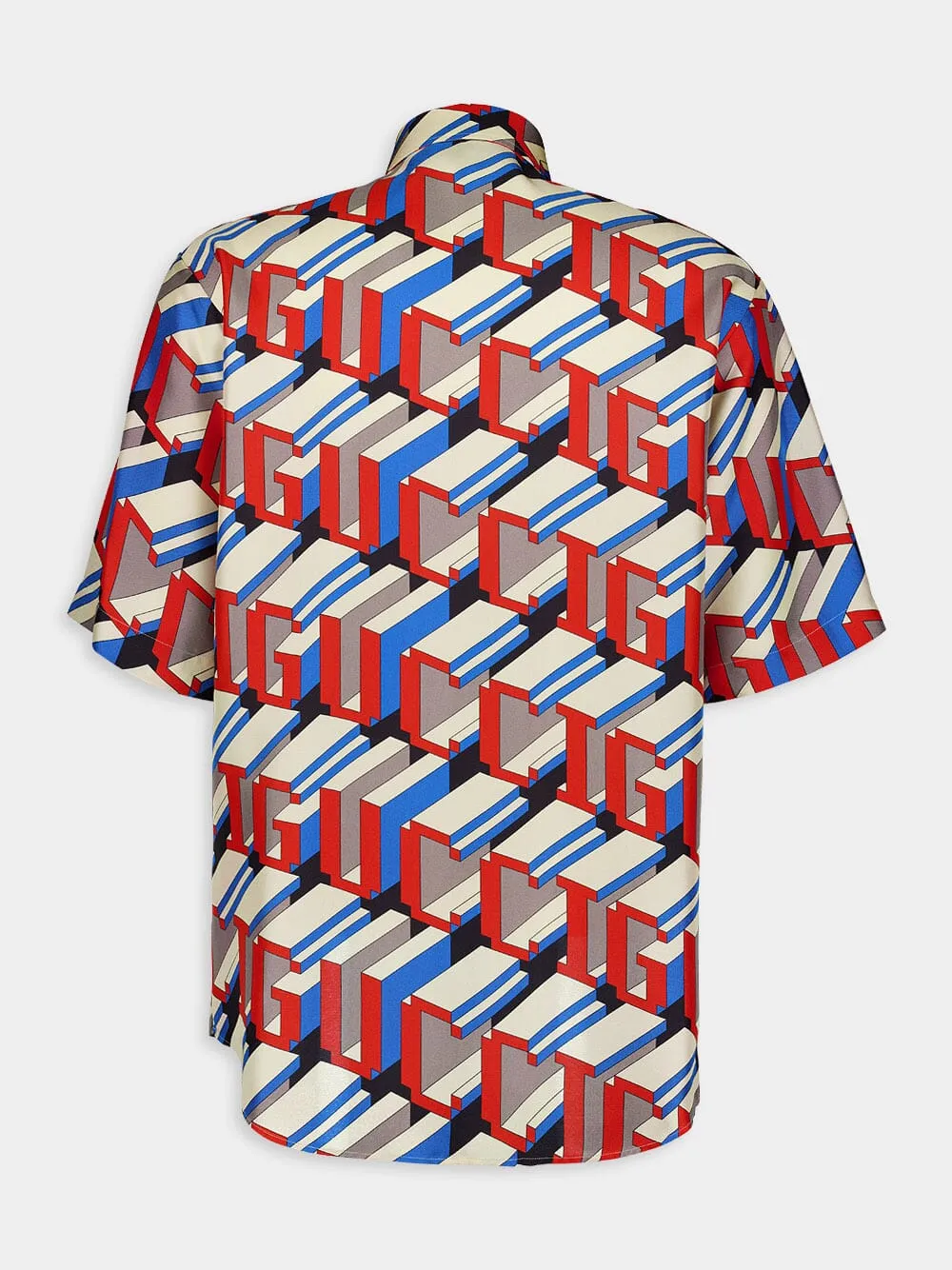 Pixel Print Silk Shirt