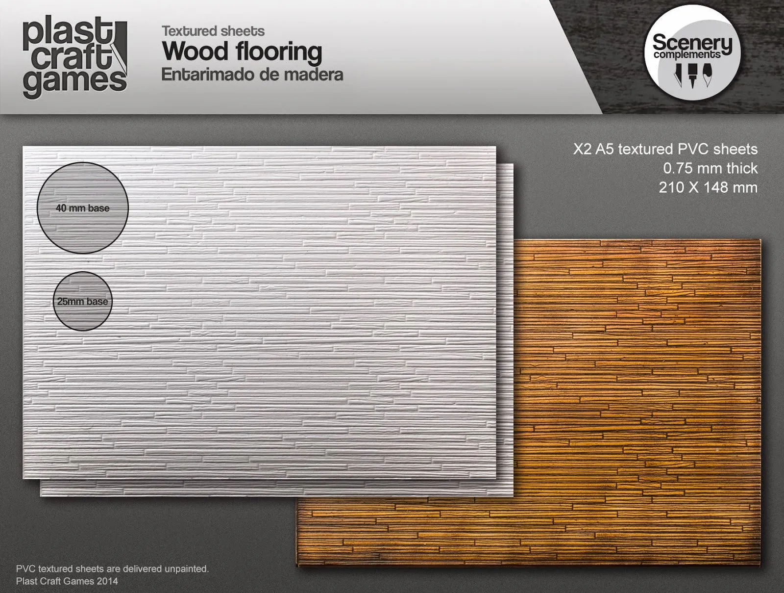 Plast Craft Games: Textured Plastic Sheets - Wood Flooring  28mm to 35mm Scale
