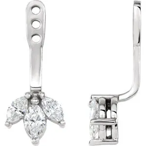 Platinum 1/4 CTW Diamond Cluster Front-Back Earring Jackets