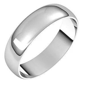 Platinum 5 mm Half Round Ultra-Light Band Size 9.5