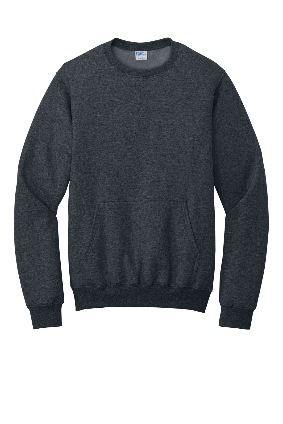 Port & Company Core Fleece Crewneck Pocket Sweatshirt PC78PKT Dark Heather Grey