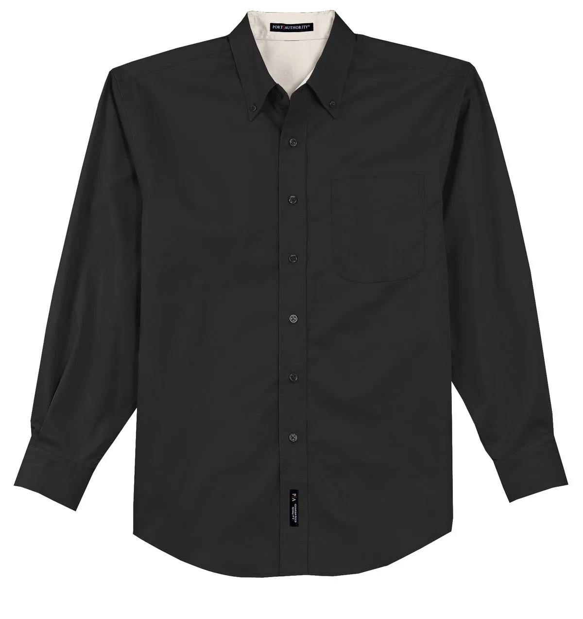 Port Authority Tall Long Sleeve Easy Care Shirt.  TLS608 Black/ Light Stone Tall