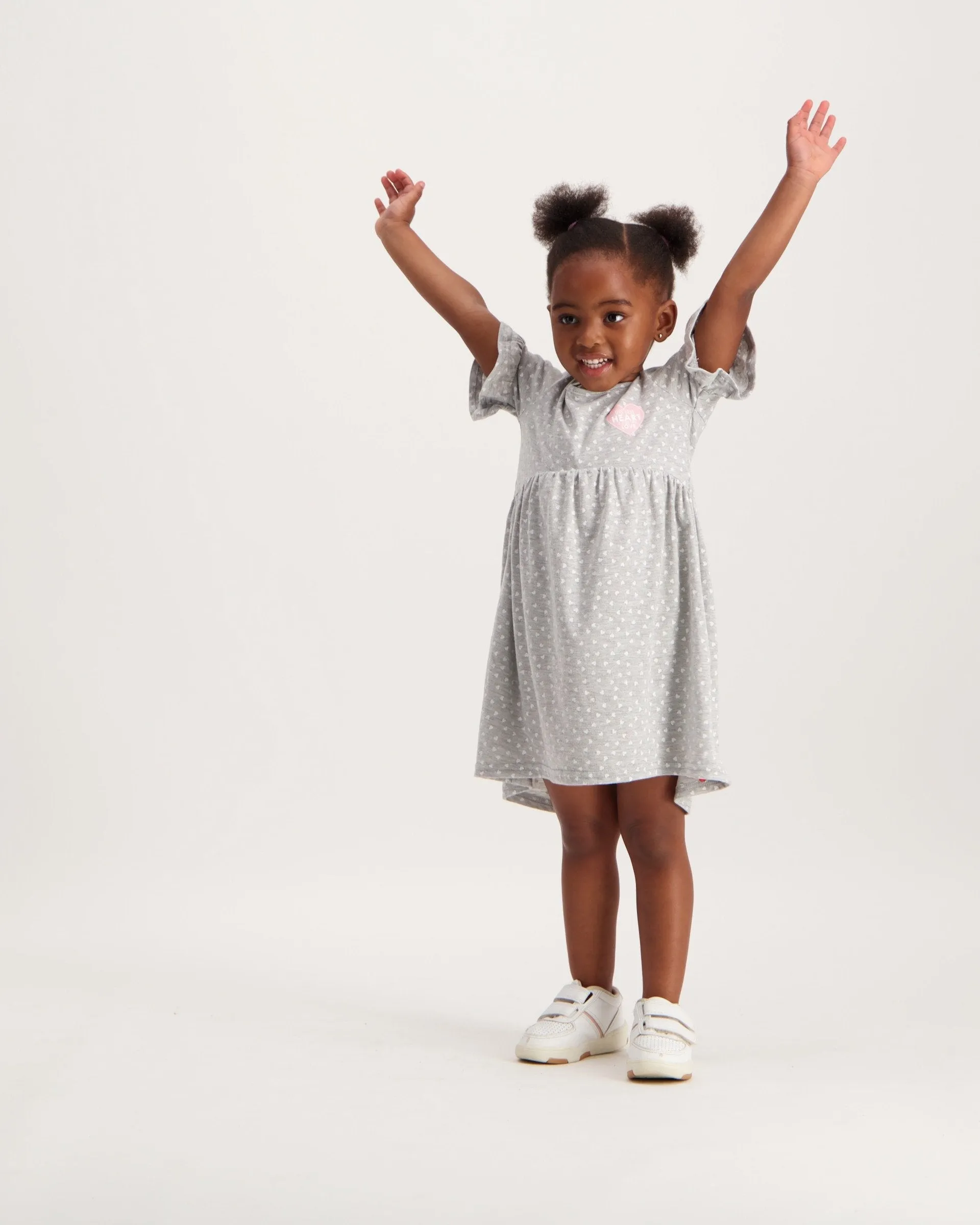 Pre-Girls Heart High Low Dress - Grey
