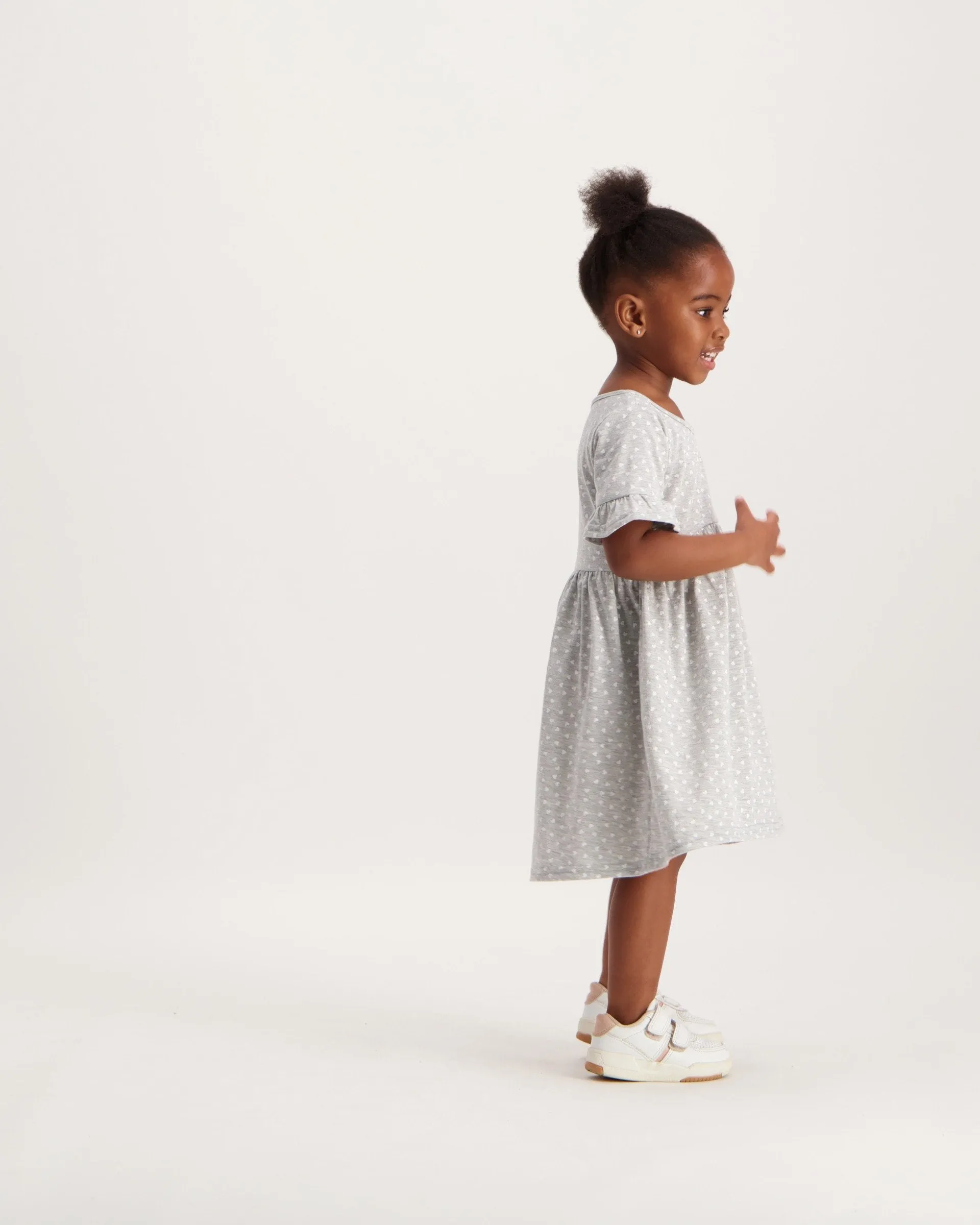 Pre-Girls Heart High Low Dress - Grey