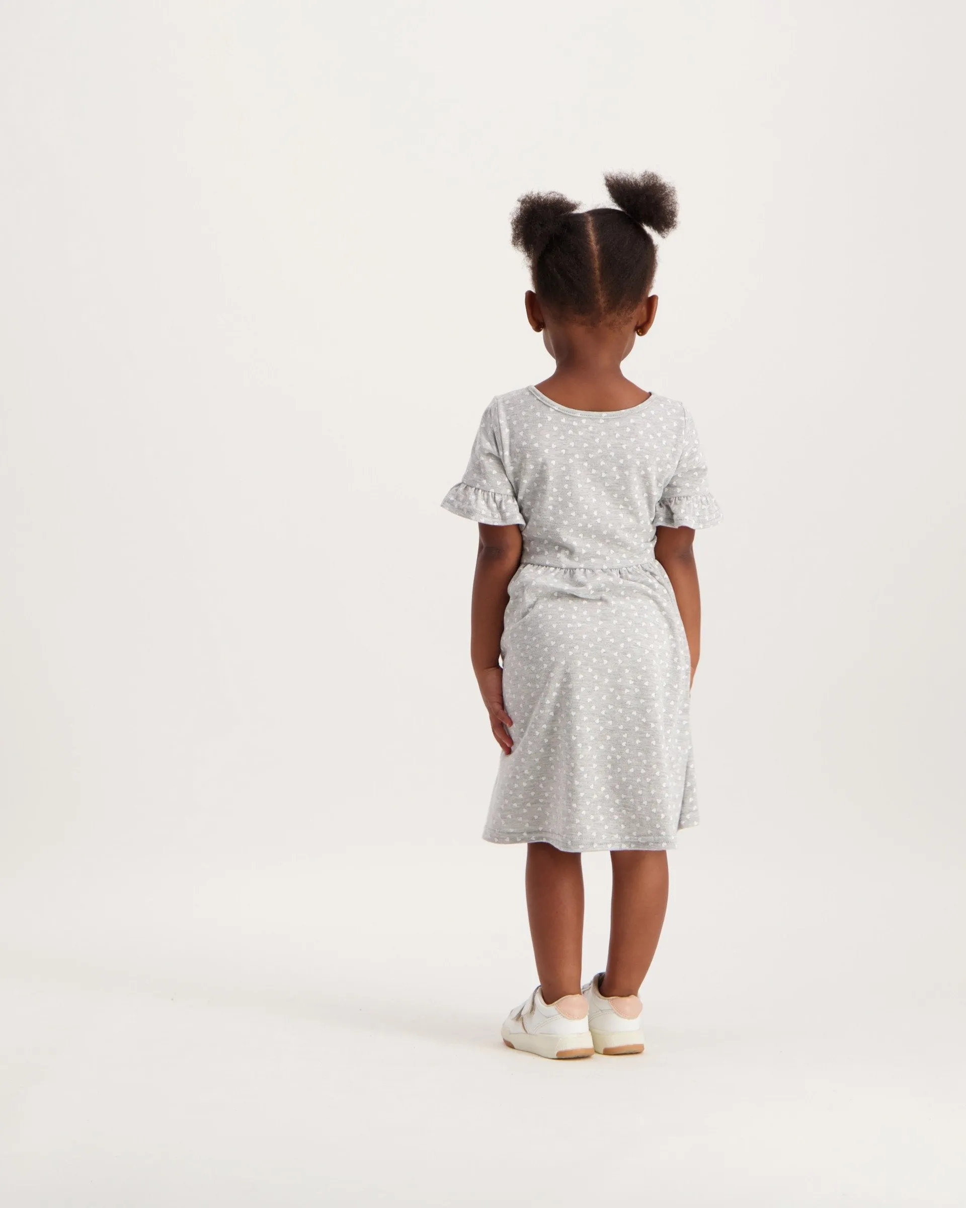 Pre-Girls Heart High Low Dress - Grey