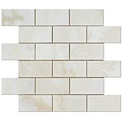 Premium White Onyx CROSS-CUT 2 X 4 Polished Brick Mosaic Tile - Lot of 50 Sheets