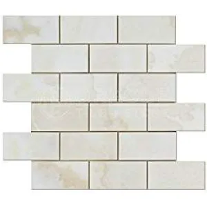 Premium White Onyx CROSS-CUT 2 X 4 Polished Brick Mosaic Tile - Lot of 50 Sheets