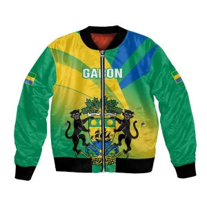 Presonalised Gabon Bomber Jacket Coat Of Arms With Flag Gradient Style LT14