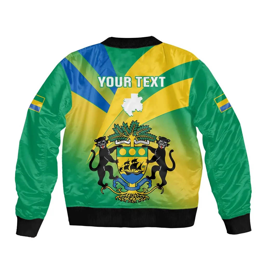Presonalised Gabon Bomber Jacket Coat Of Arms With Flag Gradient Style LT14