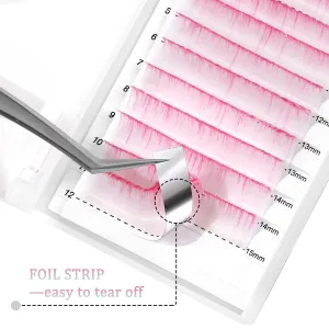Quewel 0.07 Easy Fan  Ombre White With Pink Lashes 9-16mm Mixed