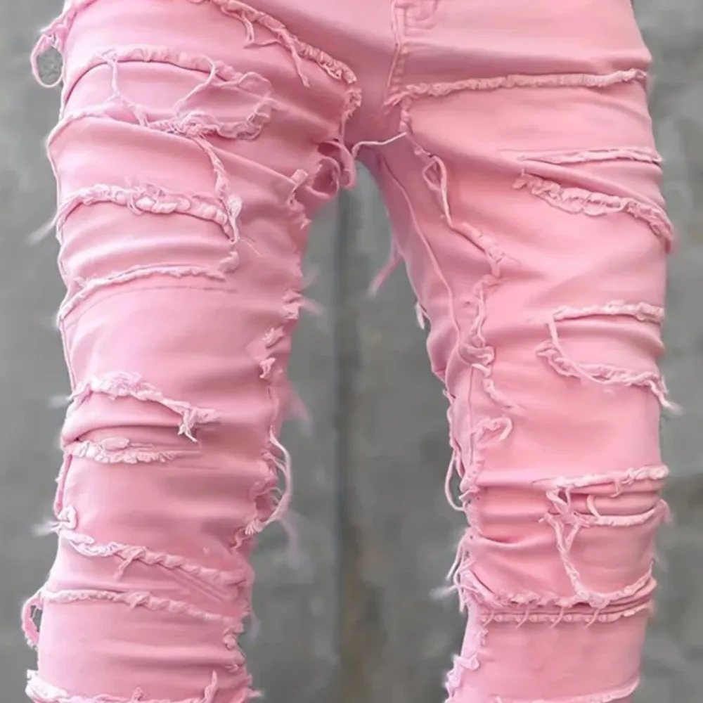 "American Fashion Solid Color Patch Denim" Jeans