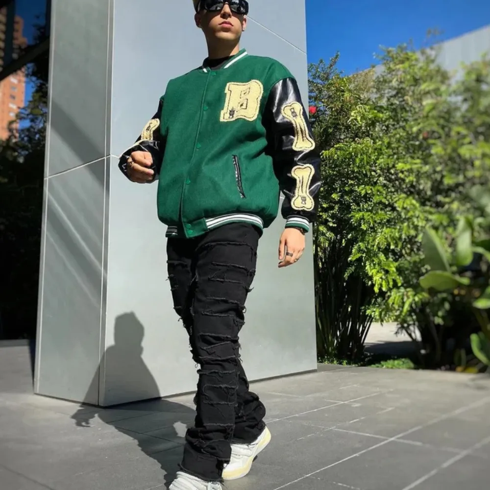 "American Fashion Solid Color Patch Denim" Jeans