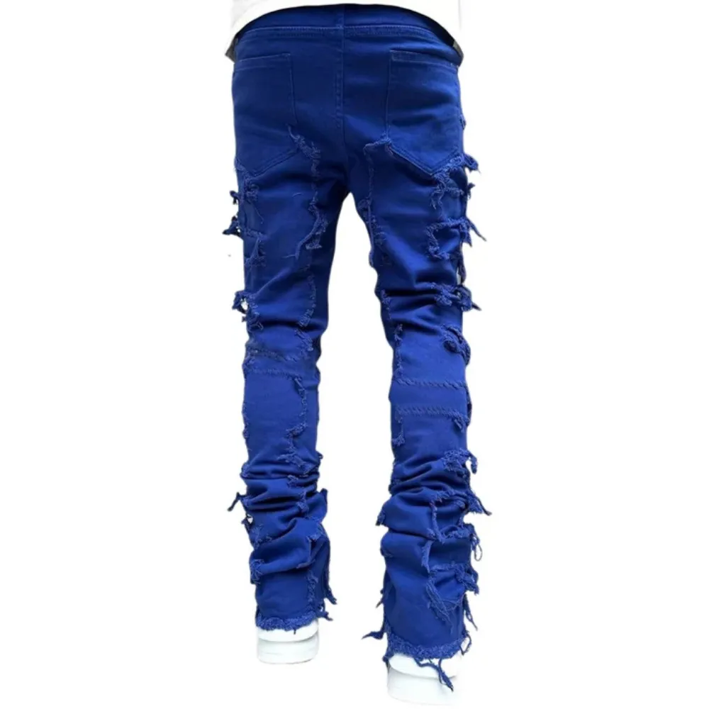 "American Fashion Solid Color Patch Denim" Jeans