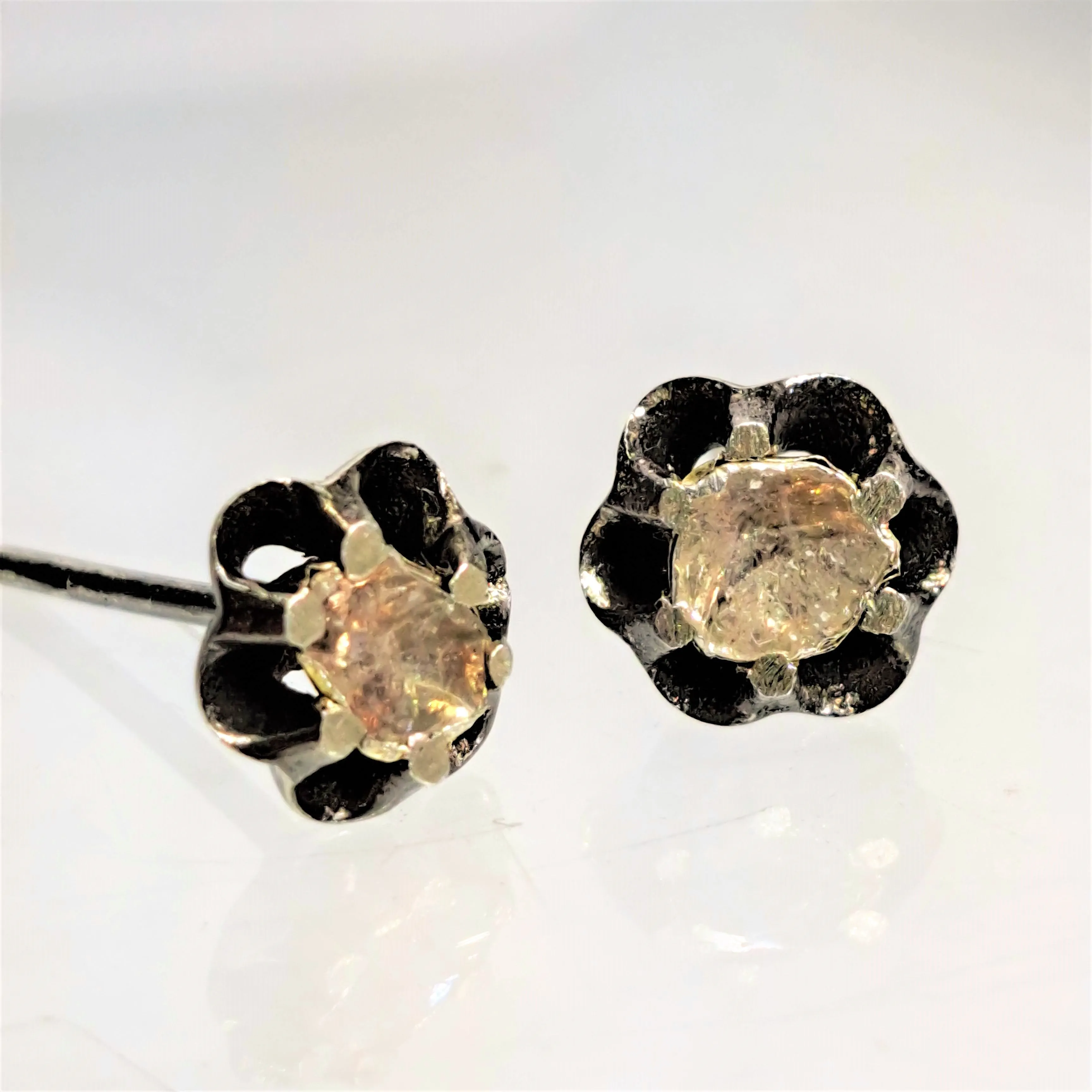 "Holkey Polki" .25" Earrings - Polki Diamonds, Sterling