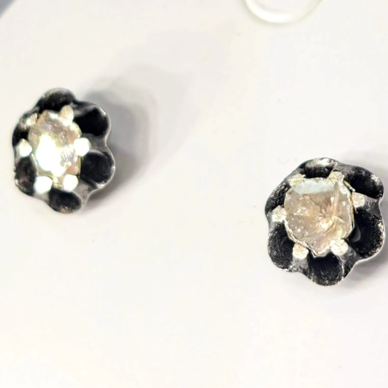 "Holkey Polki" .25" Earrings - Polki Diamonds, Sterling
