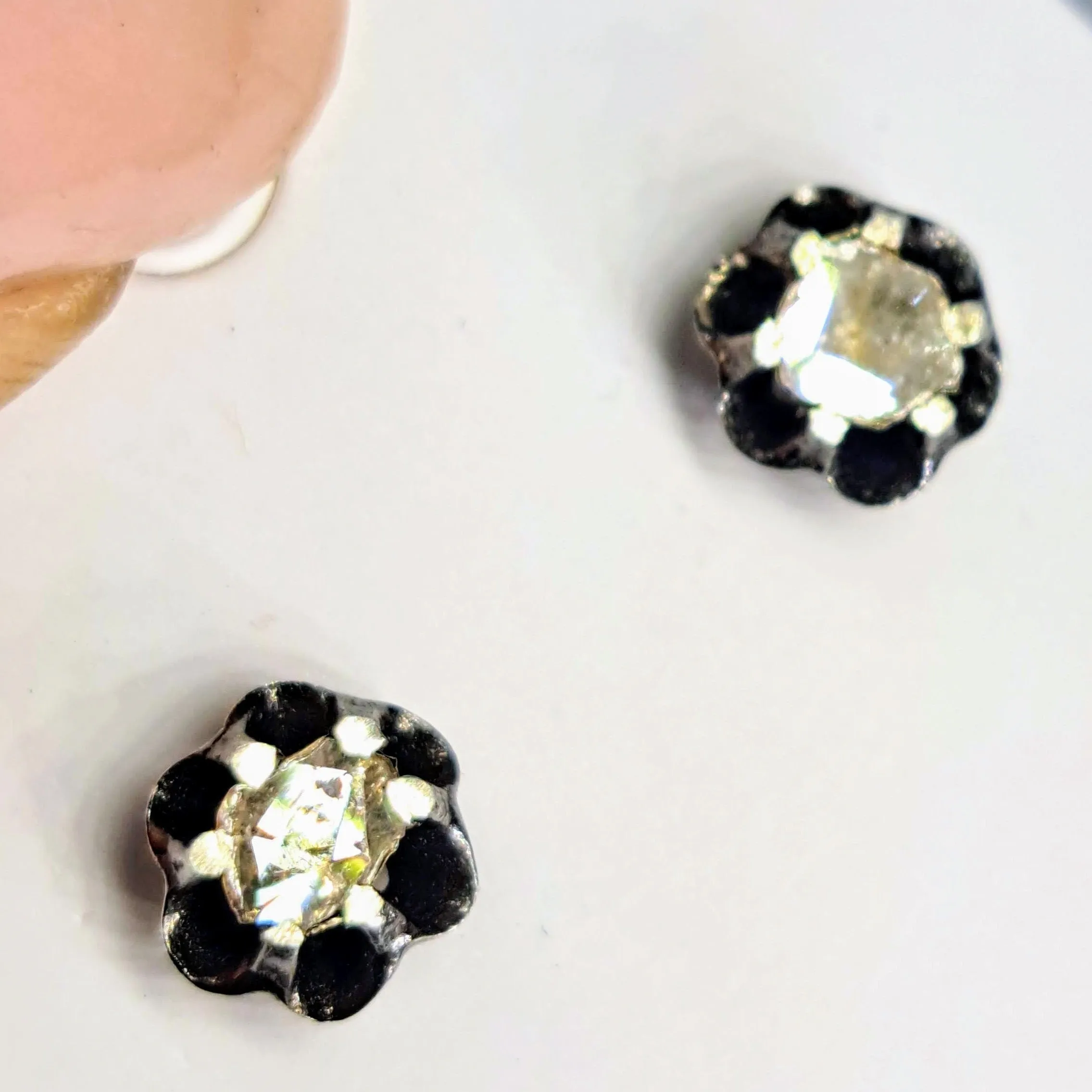 "Holkey Polki" .25" Earrings - Polki Diamonds, Sterling