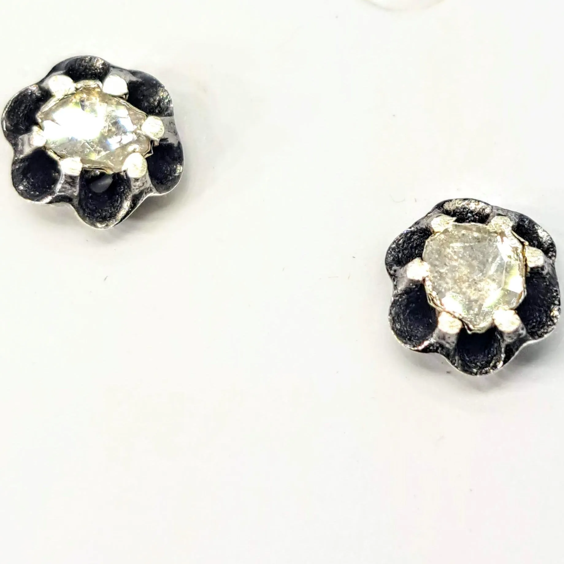 "Holkey Polki" .25" Earrings - Polki Diamonds, Sterling
