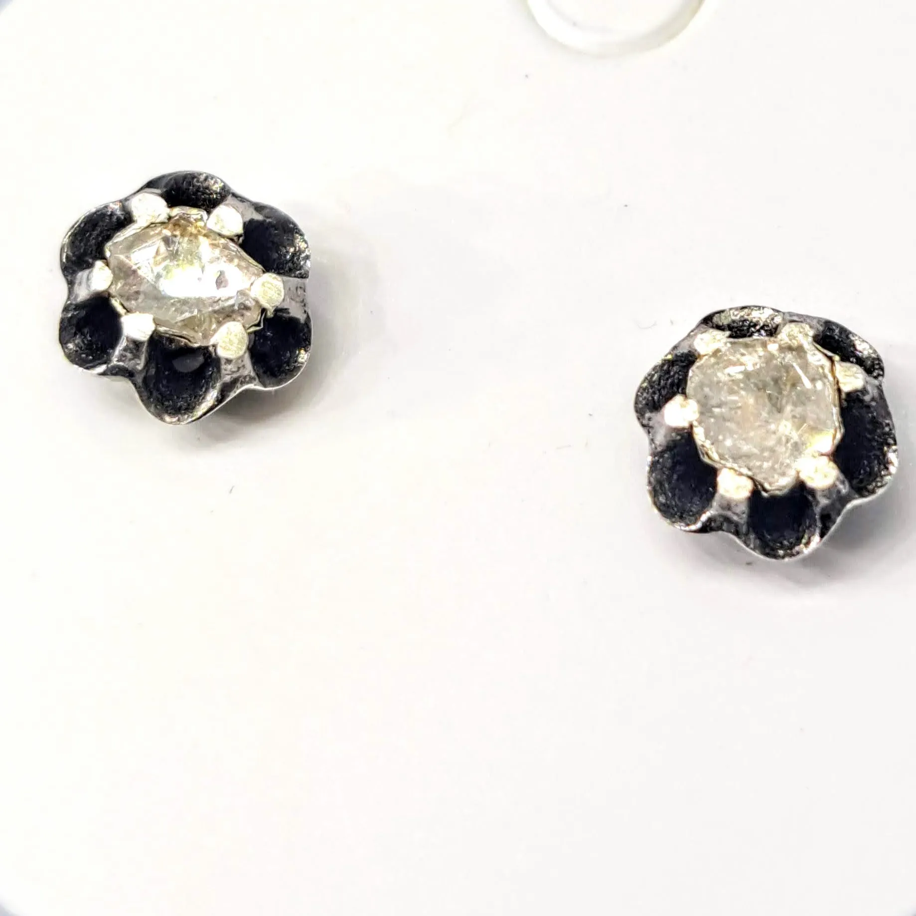 "Holkey Polki" .25" Earrings - Polki Diamonds, Sterling