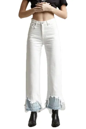 R13 Denim Women's White High Rise Camille with Double Shredded Hems Size 30 NWT