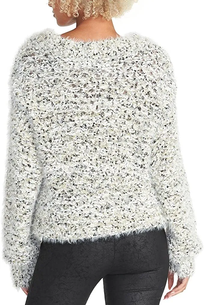 RACHEL Rachel Roy Womens Adyson Metallic Mock Sweater White L