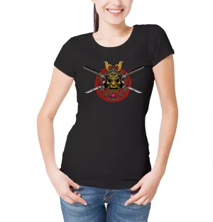 Reality Glitch Japanese Samurai Face Mask Womens T-Shirt