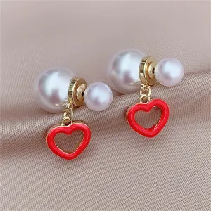 Red & Pearl Heart Ear Jackets