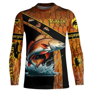 Redfish fishing scales UV protection Custom Kid long sleeve fishing shirts, red drum fishing jerseys NQS5394