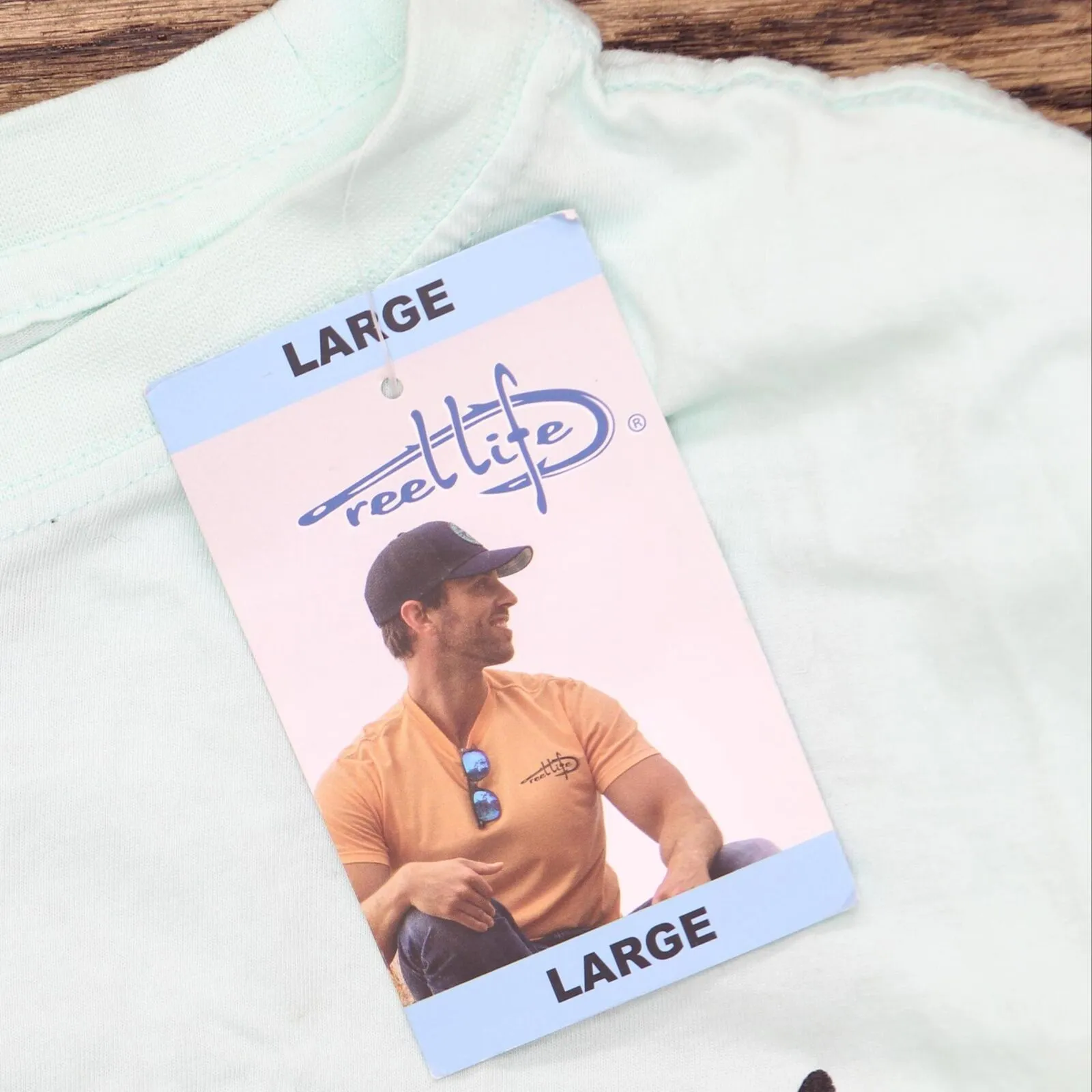 Reel Life Men's Ocean Washed Short Sleeve Soft Pre-Shrunk Tee Misty Jade Green L