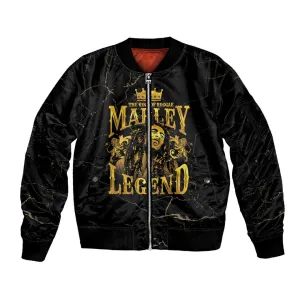 Reggae King Marley Sleeve Zip Bomber Jacket Gold Lion LT05