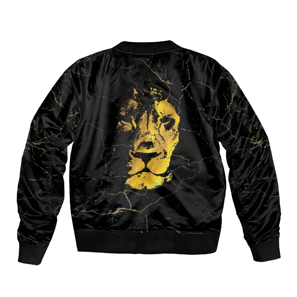 Reggae King Marley Sleeve Zip Bomber Jacket Gold Lion LT05