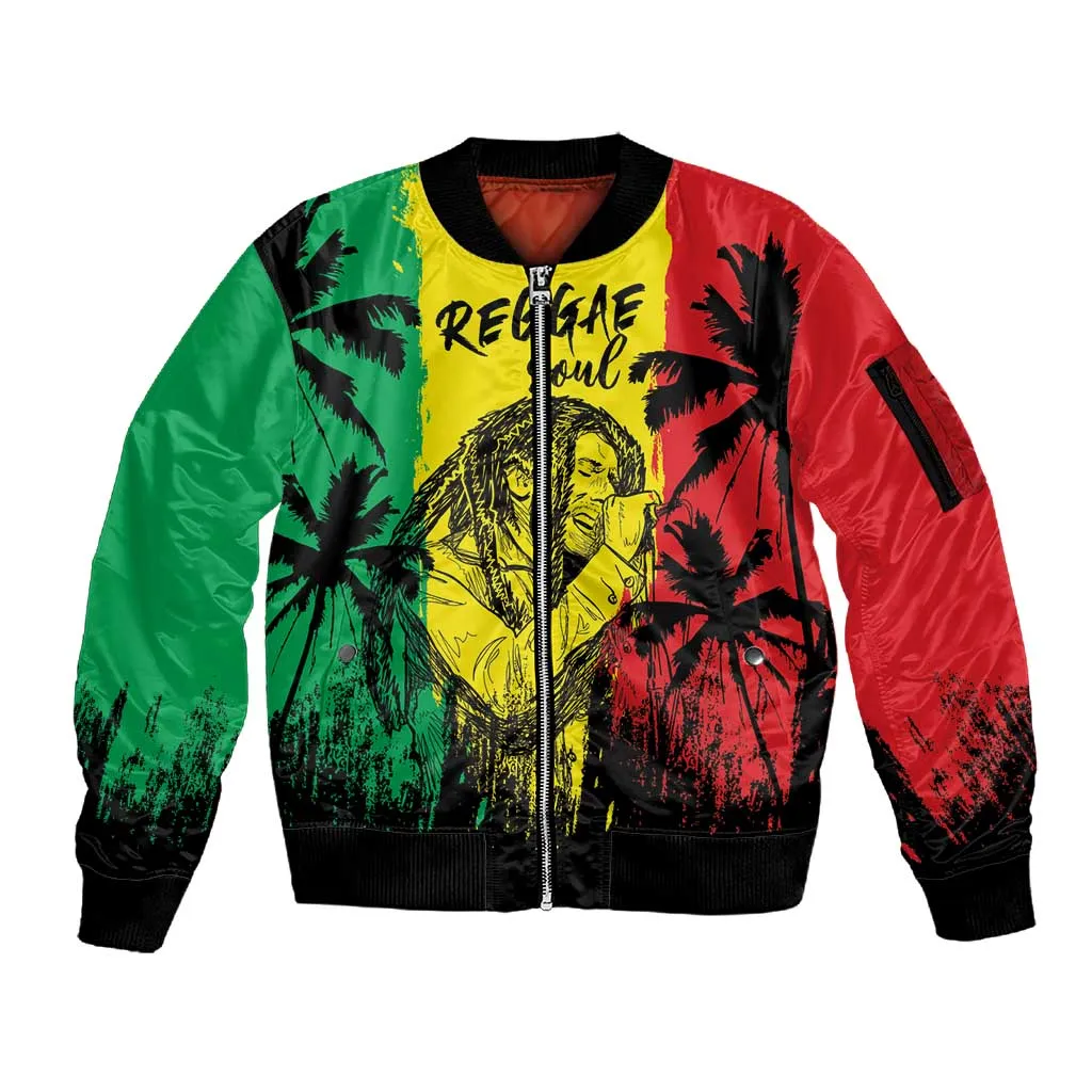 Reggae Soul B.Marley Personalized Sleeve Zip Bomber Jacket Tropical Grunge LT7