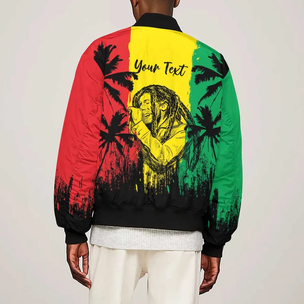 Reggae Soul B.Marley Personalized Sleeve Zip Bomber Jacket Tropical Grunge LT7