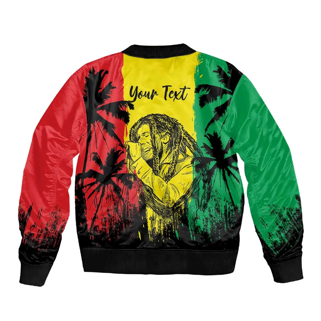 Reggae Soul B.Marley Personalized Sleeve Zip Bomber Jacket Tropical Grunge LT7