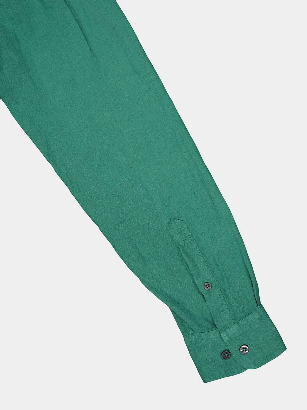 Regular Fit Green Linen Shirt