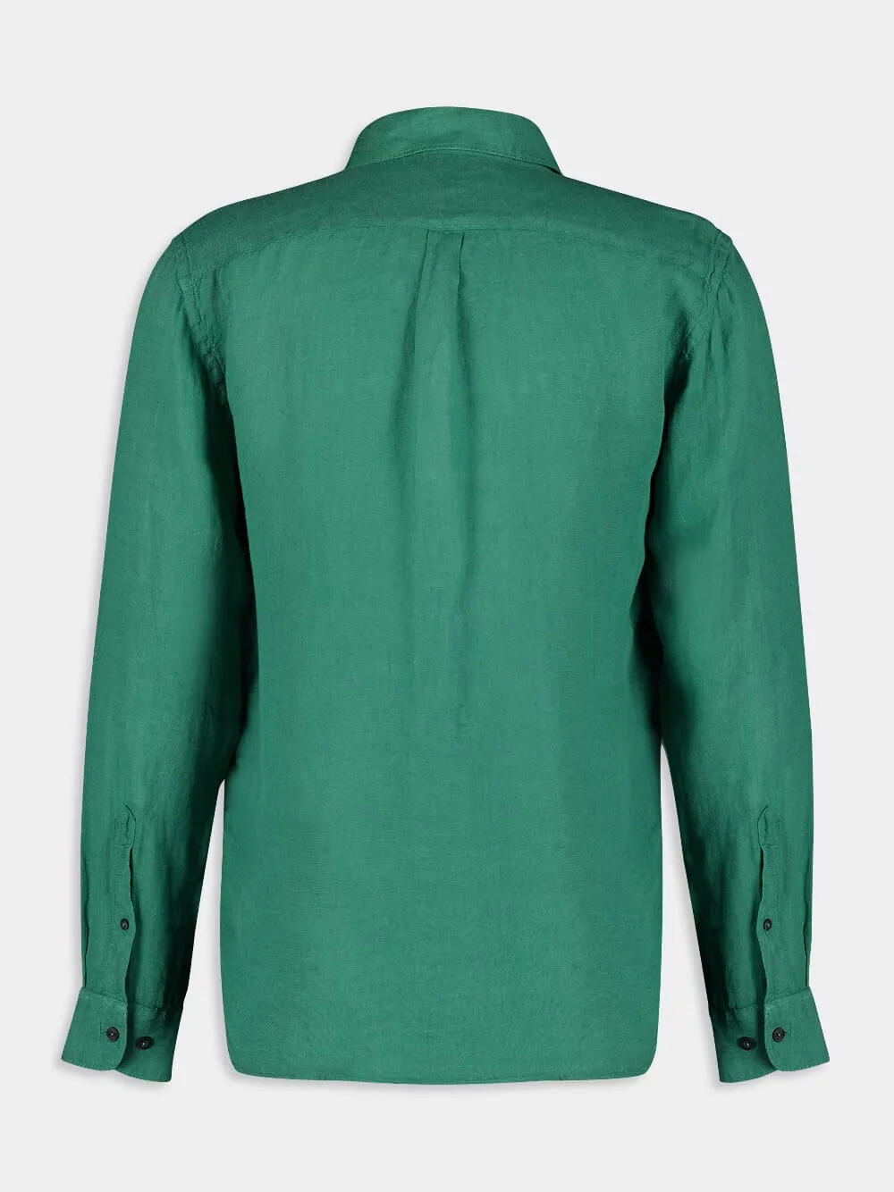 Regular Fit Green Linen Shirt
