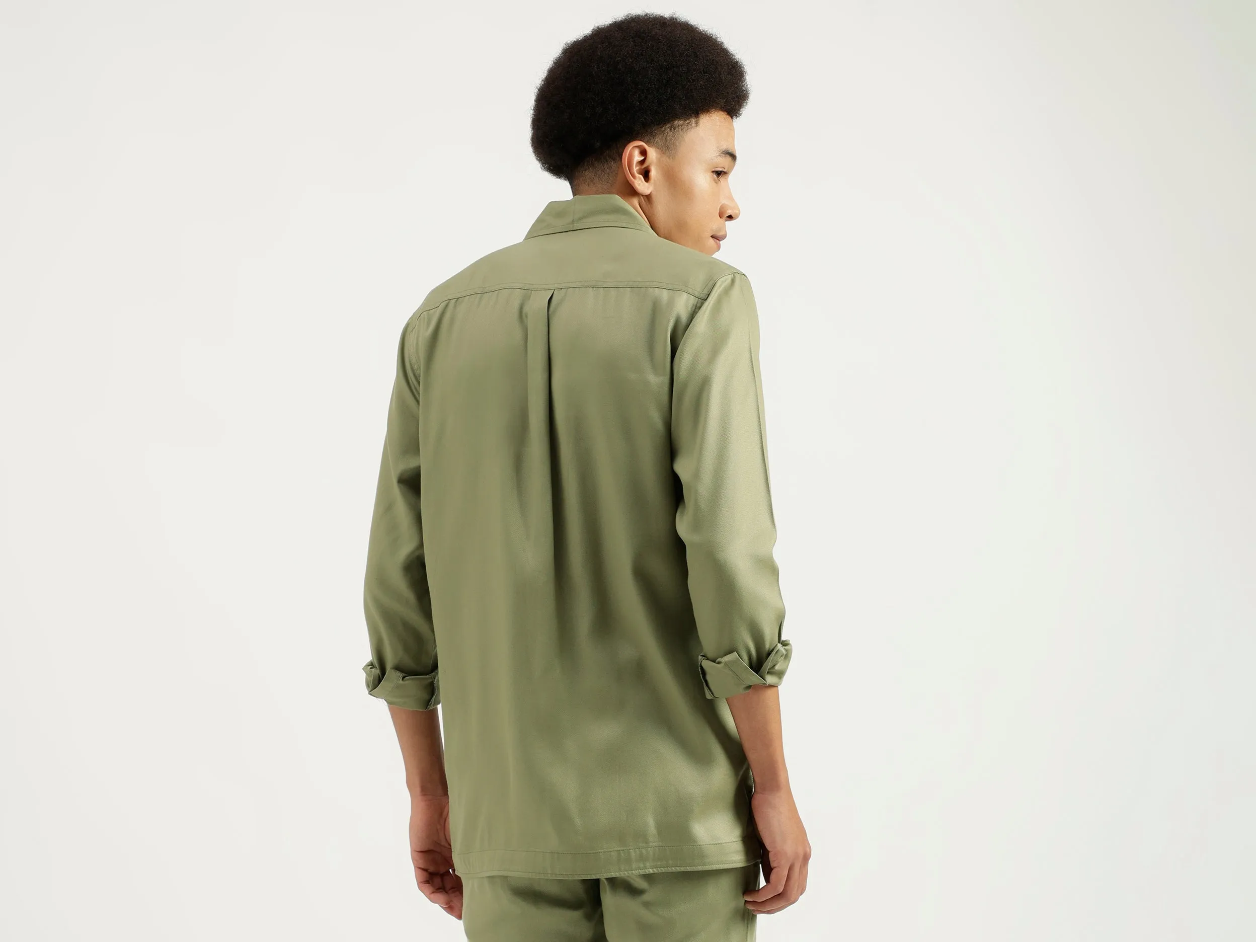 Regular Fit Spread Collar Solid Shacket