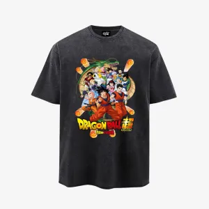 “Retro anime fashion brand Goku family portrait dragon print” T-shirt
