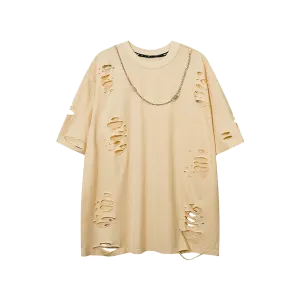 Ripped solid color short sleeves-D461 | Inspanda