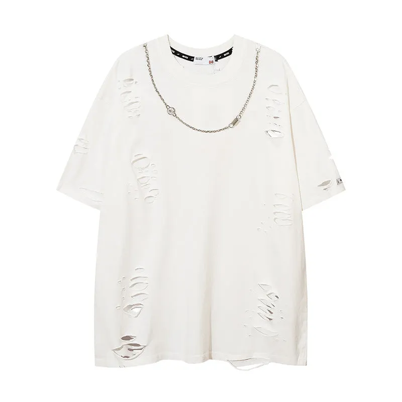 Ripped solid color short sleeves-D461 | Inspanda
