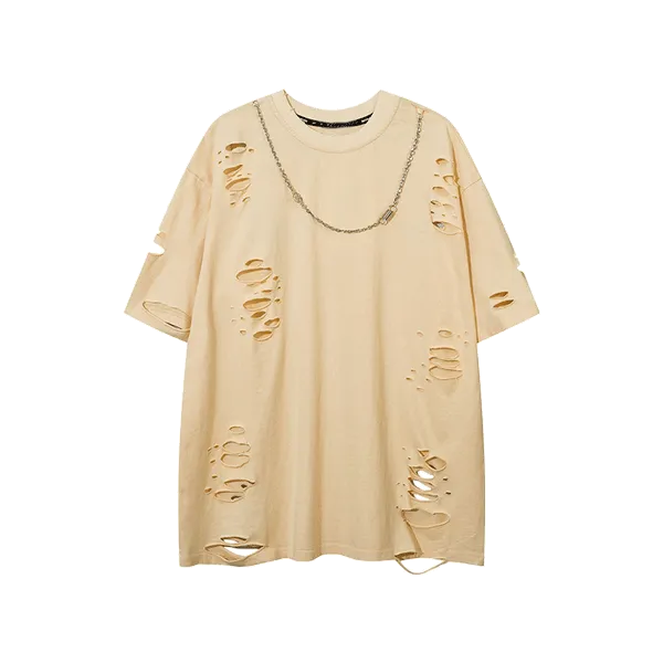 Ripped solid color short sleeves-D461 | Inspanda