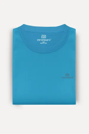 Round Neck - Blue Solid T-Shirt For Men | Ariser