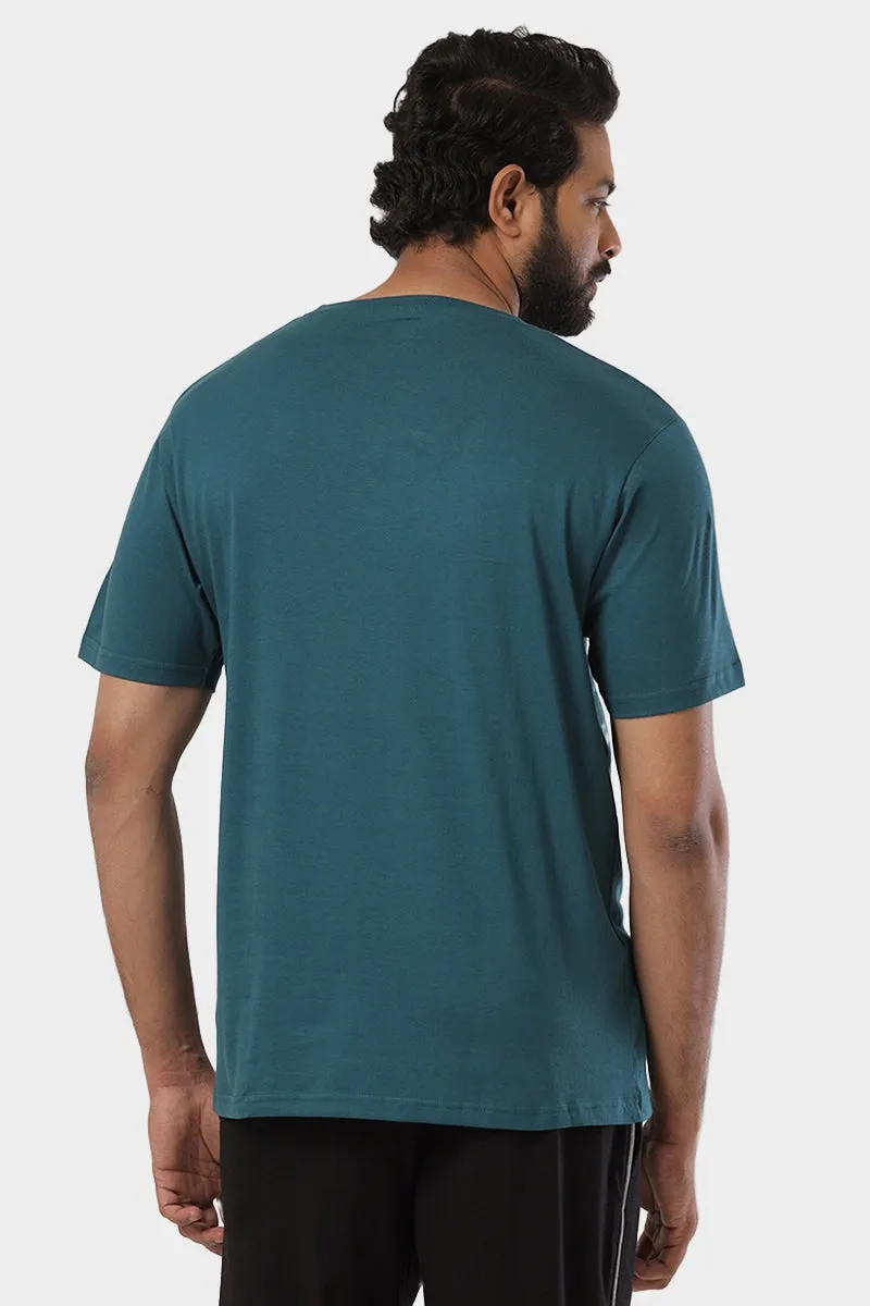 Round Neck - Dark Green Solid T-Shirt For Men | Ariser