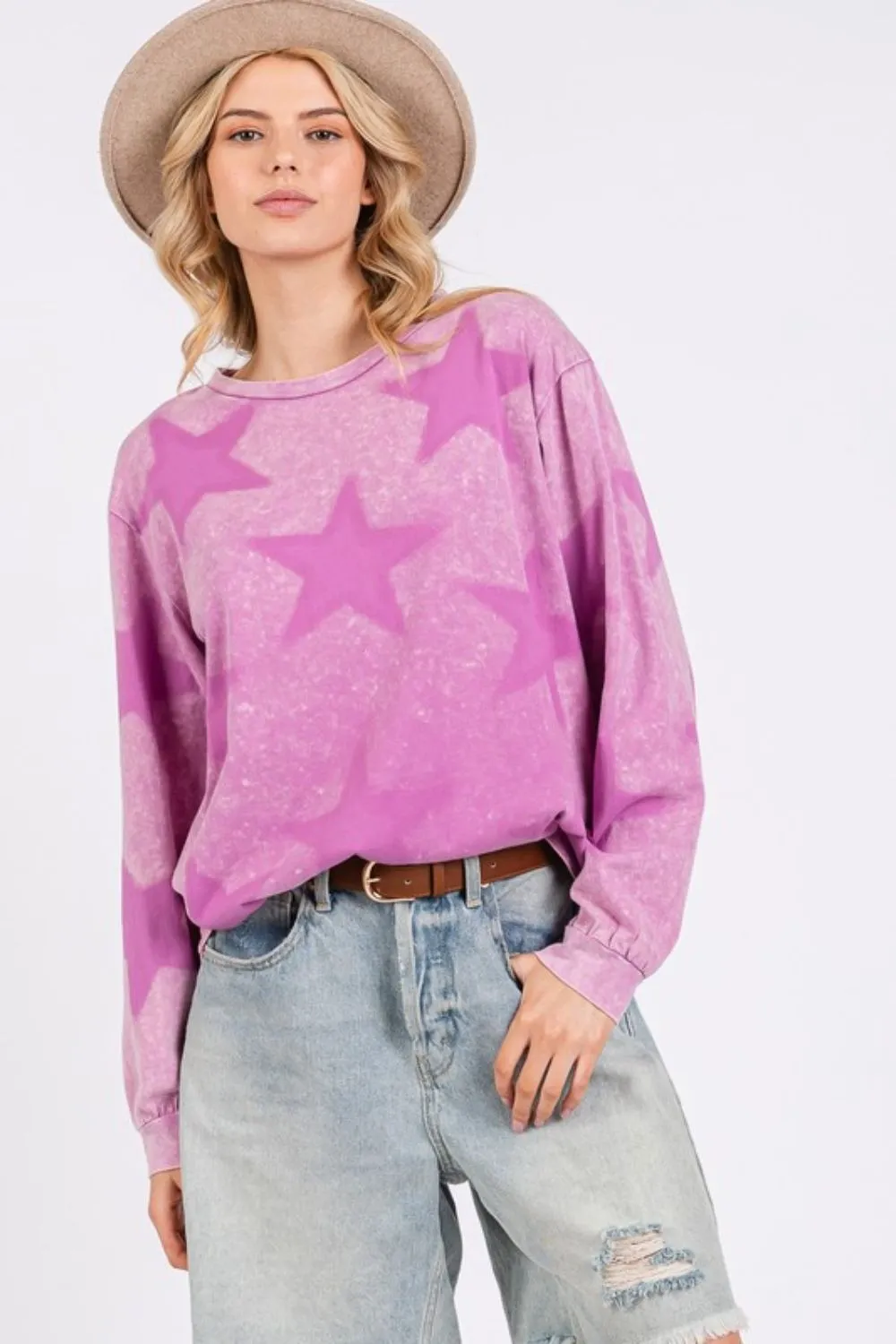 SAGE   FIG Star Print Mineral Wash T-Shirt